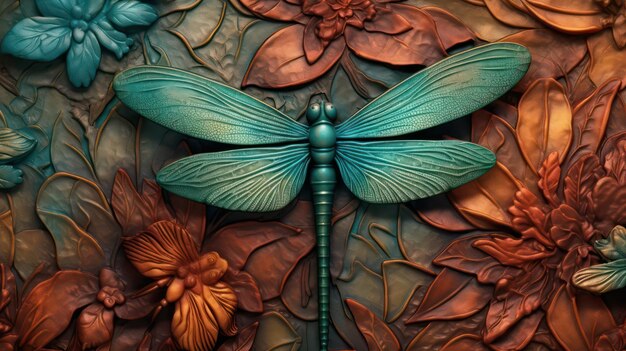 3D butterfly on a flower background