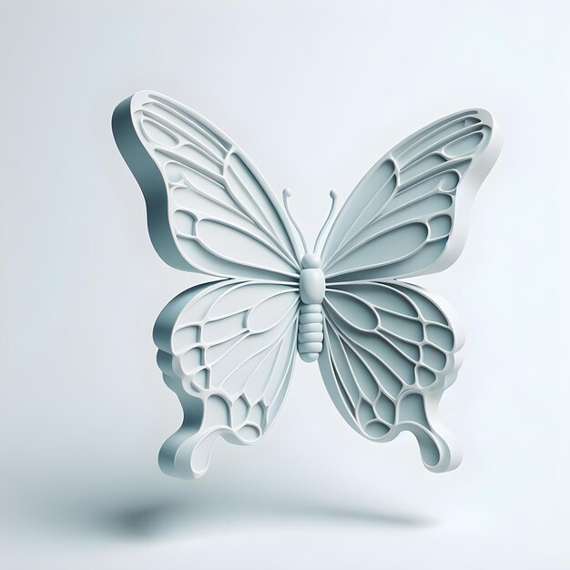 3D Butterfly In White Color