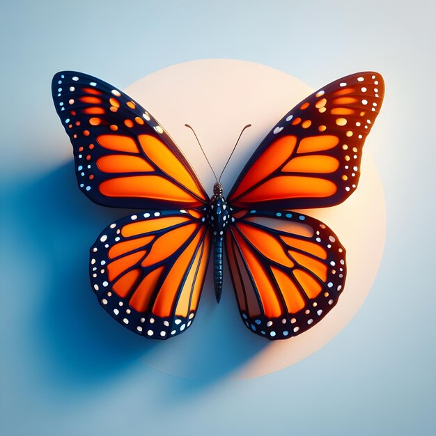 3d Butterfly with Plain color background