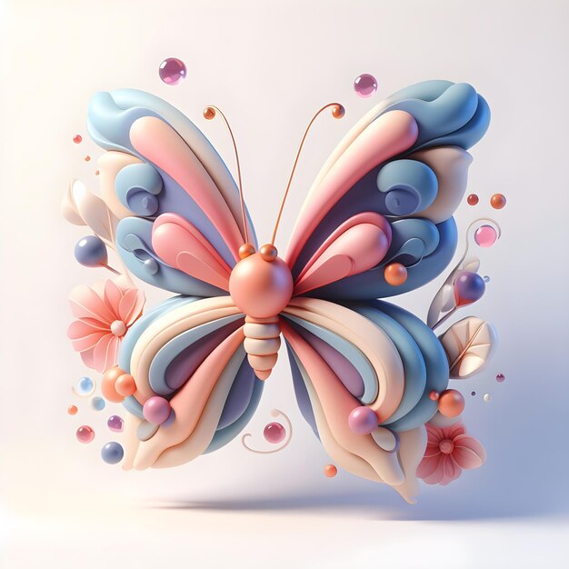 Фото 3d-бабочка с белым фоном