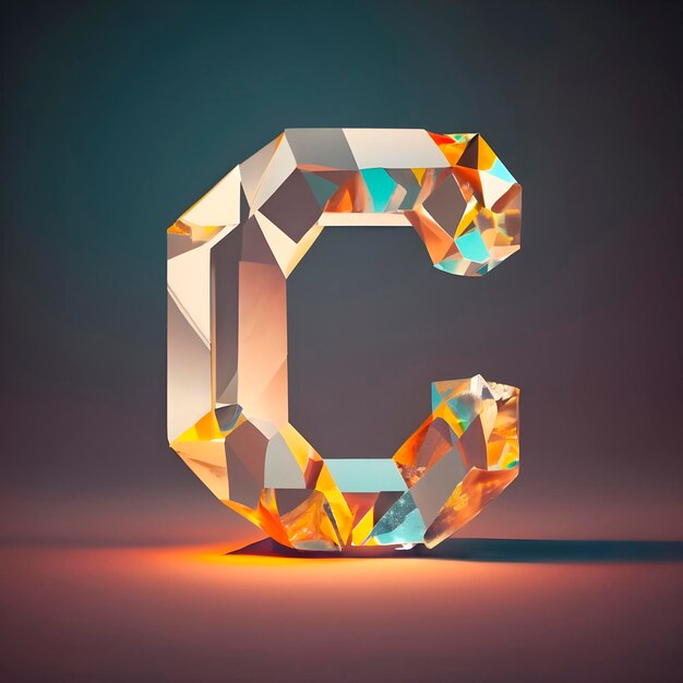 3d C letter gemaakt van kristal ai gegenereerd