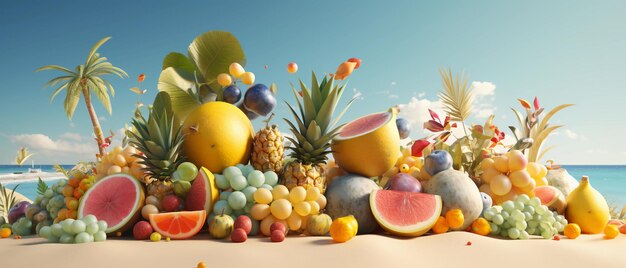 Photo 3d c4d summer elements many details best quality 8k