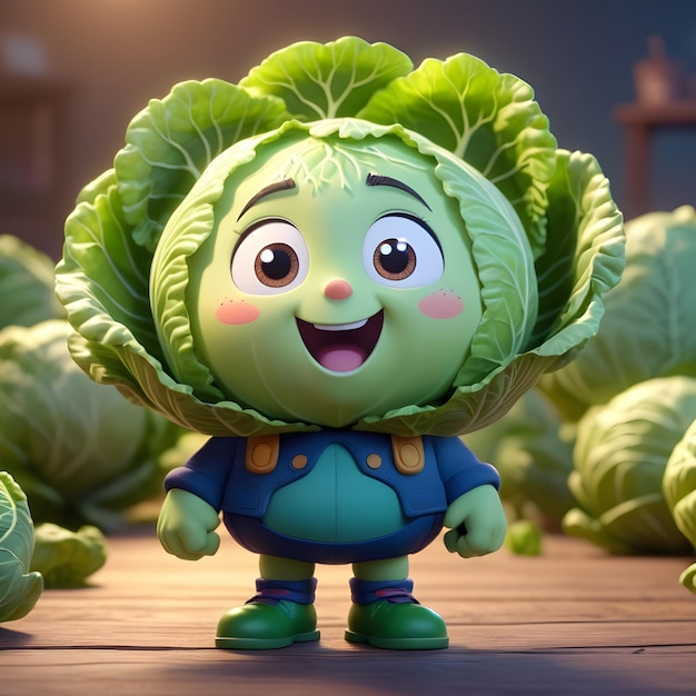 3d cabbage cartoon character