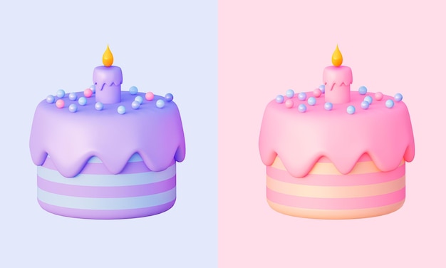 3d cake purple and pink An element for a greeting card