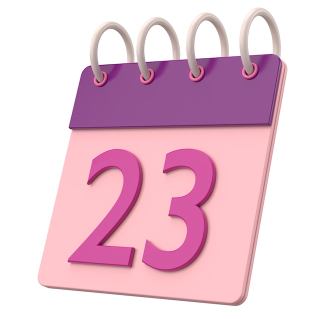 3D-календарь День 23 Двадцать третий день месяца 3D-иллюстрация