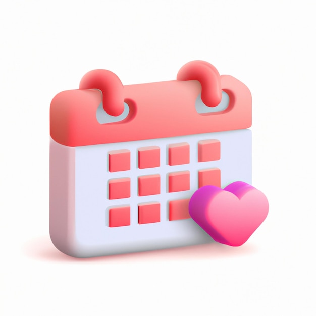 3d calendar love heart icon valentine date schedule create with generative ai technology