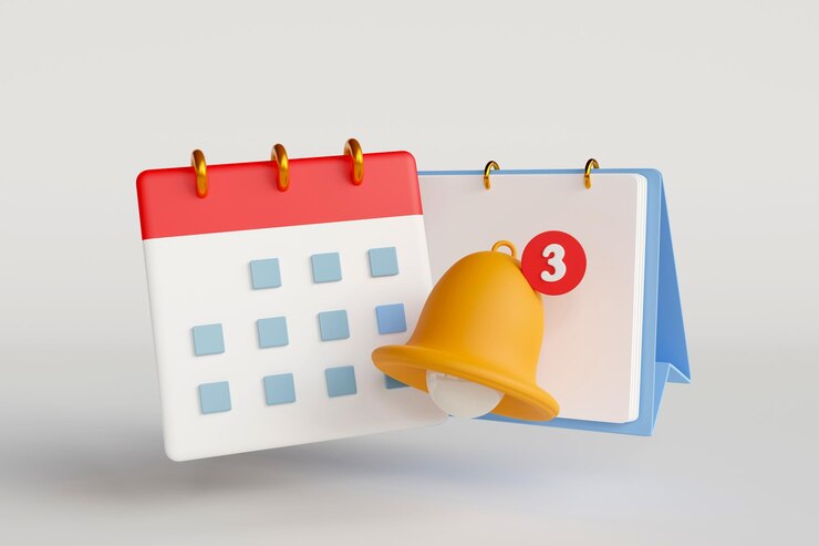 Photo 3d calendar with a bell for reminder
