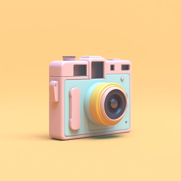 3d camera icon on yellow background