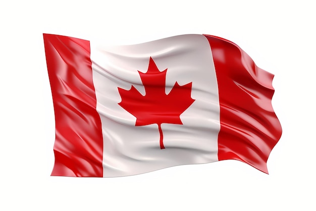 3d Canada's flag isolated on white background Generative AI