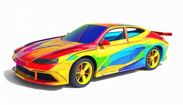 Photo 3d car with vibrant colors