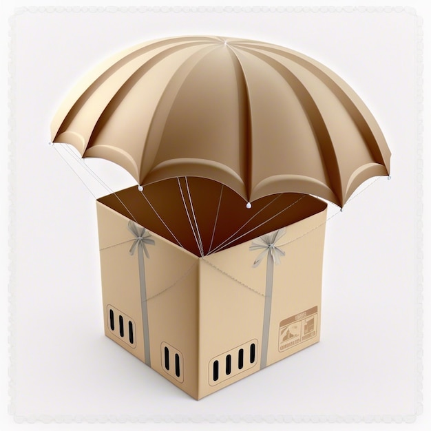 3D Cardboard box with parachute