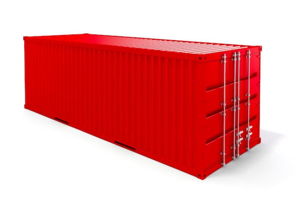 3d cargo container on white background