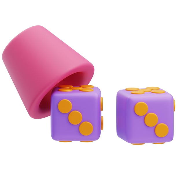 컵과 함께 3D 카니발 주사위 트릭 게임