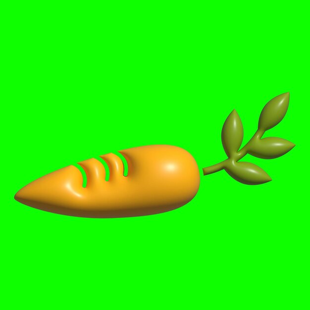 Фото 3d carrot asset с зеленым фоном