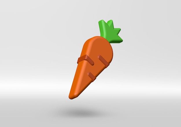 3D Carrot icon on grey background