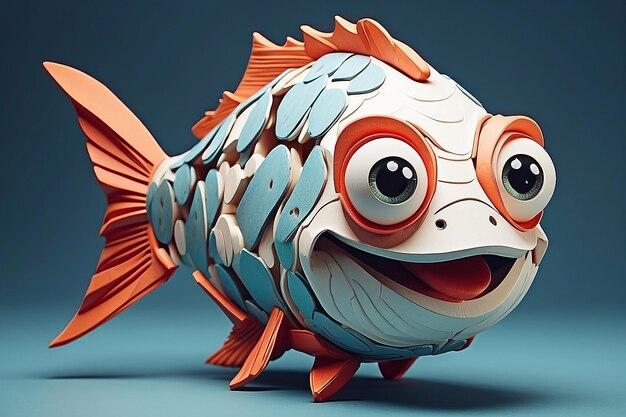 Foto un pesce in cartone 3d con un sorriso