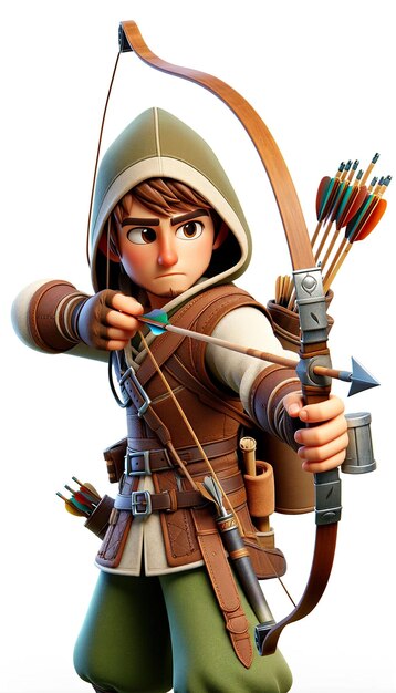 3D cartoon archer Isolated archer