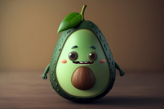3D Cartoon Avocado Karakter generatieve Ai