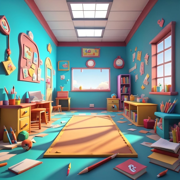 Photo 3d cartoon background room for animation