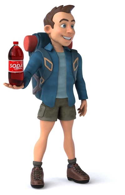 3D cartoon backpacker man character