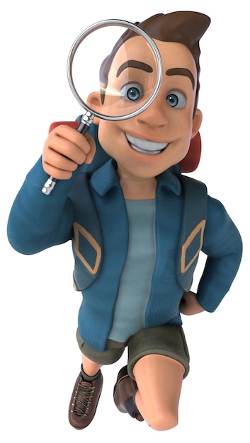 3D cartoon backpacker man character