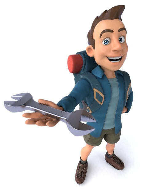 3D cartoon backpacker man character