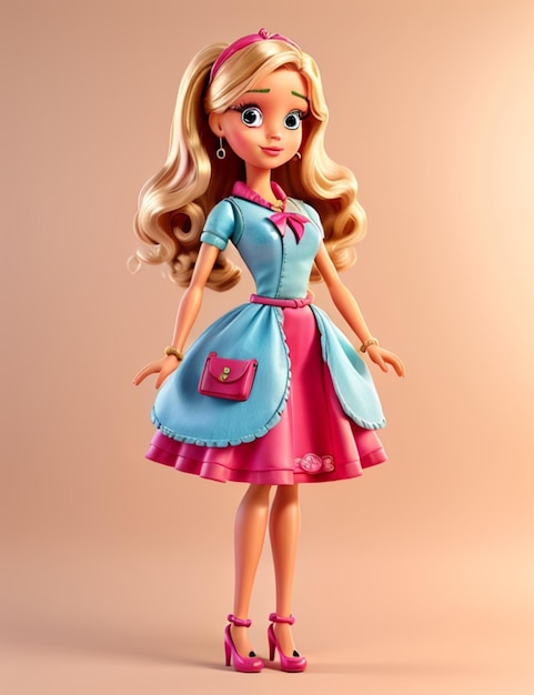 3d cartoon Barbie doll