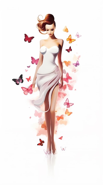 3D cartoon a Beautiful woman silhouette with butter