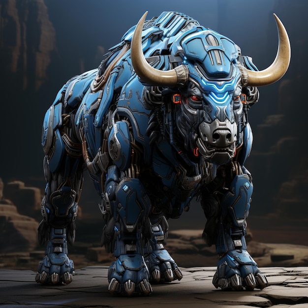 3D cartoon bison robot