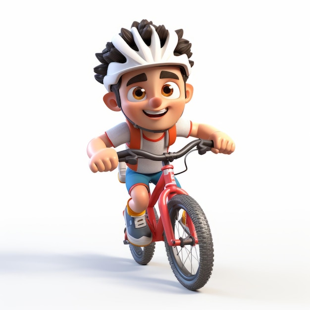 3d Cartoon Boy Riding Bike Zbrush Style With Realistic Portrayal