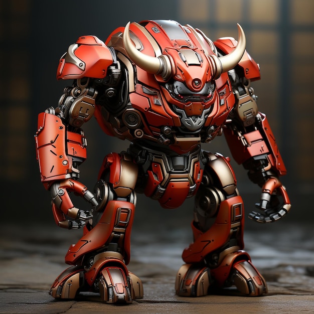 3D cartoon bull robot