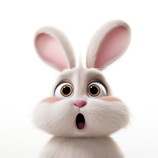 A 3D cartoon bunny with anxiety expression