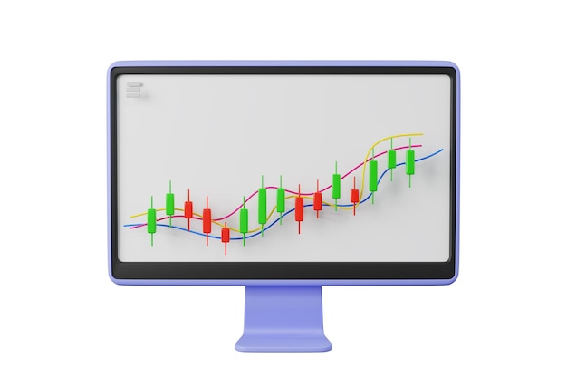 3D Cartoon business investment stock market concept graph stock market trading 3D Render
