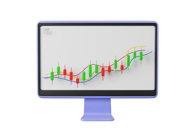 사진 3d 만화 사업 투자 주식 시장 개념 그래프 주식 시장 거래 3d 렌더링