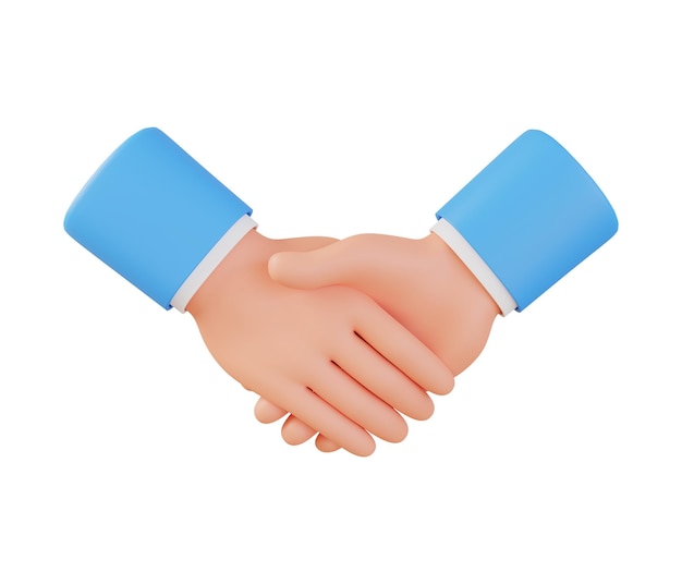 3D cartoon business people handshake icon successful agreement concept3D render