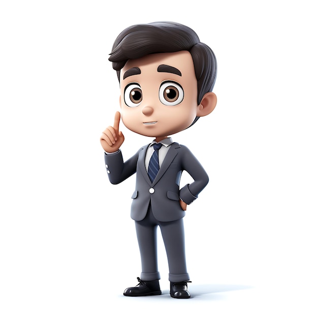 3d cartoon businesswoman leaning on businessman