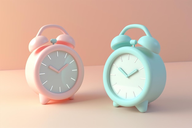 3D мультфильмы персонаж будильники пробуждение утреннее время простая концепция будильника таймера утреннее предупреждение расписание жизни ежедневный план время на работу мультфильмные часы для детей напоминание концепция срока