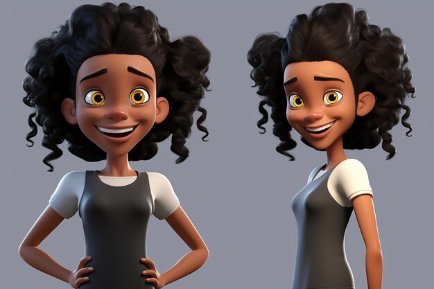 3D Cartoon Character of a Black Young Woman