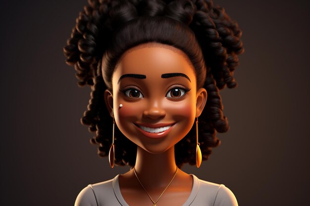 3D Cartoon Character of a Black Young Woman