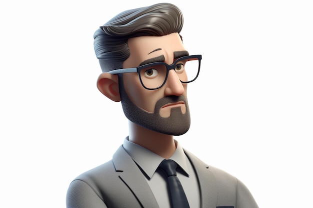 3d cartoon character of a businessman