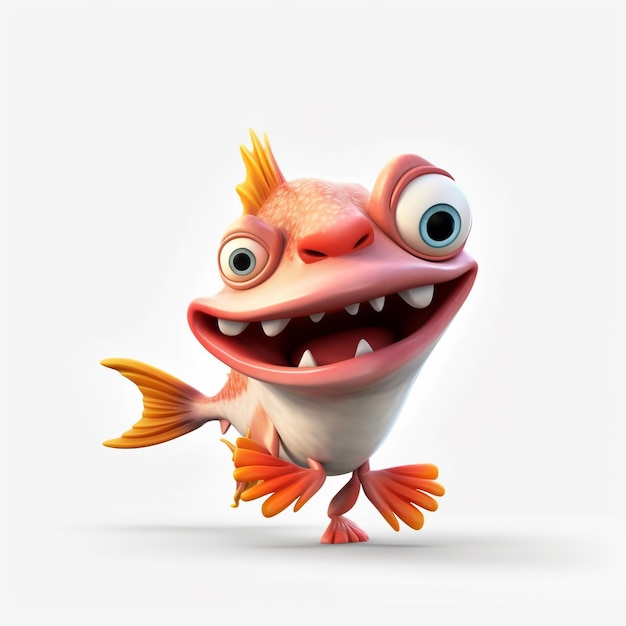 A 3D cartoon character of a catfish hungry for food generative ai