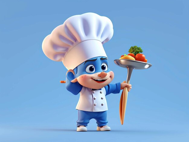 3d cartoon character of a chef