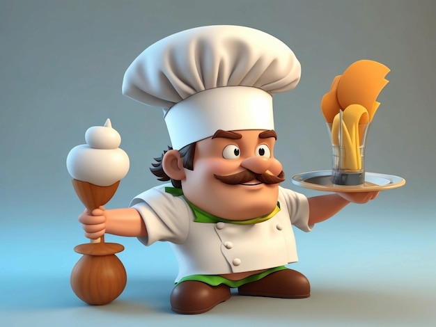 Photo 3d cartoon character of a chef