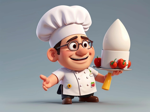 Photo 3d cartoon character of a chef