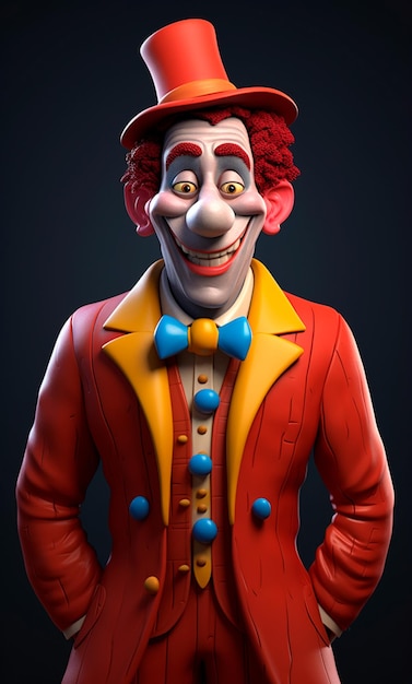 Photo 3d cartoon character of a clown