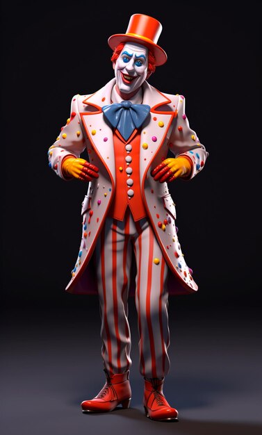 Photo 3d cartoon character of a clown