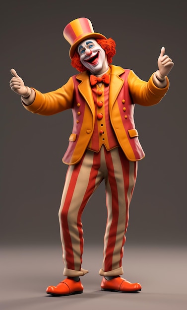 Photo 3d cartoon character of a clown