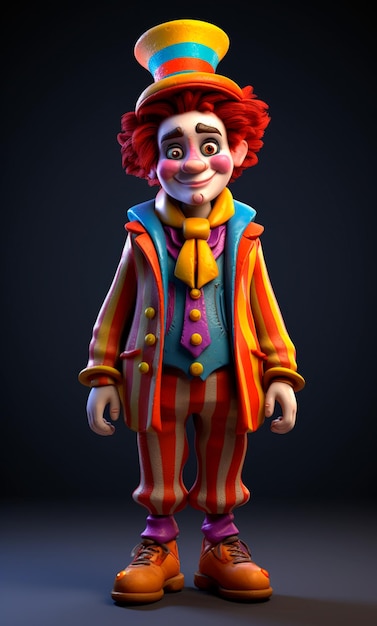 Photo 3d cartoon character of a clown