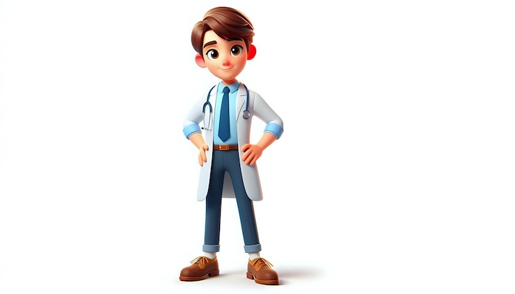 फोटो 3d cartoon character of a doctor with a confident pose