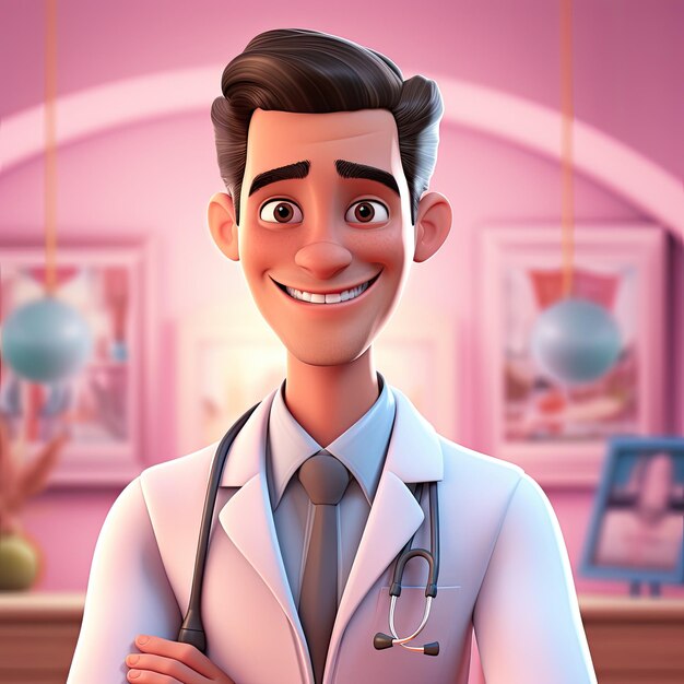 Photo 3d cartoon character of doctor